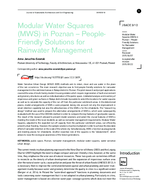 (PDF) Modular Water Squares (MWS) in Poznan – People- Friendly ...