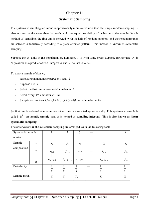 (PDF) Systematic Sampling