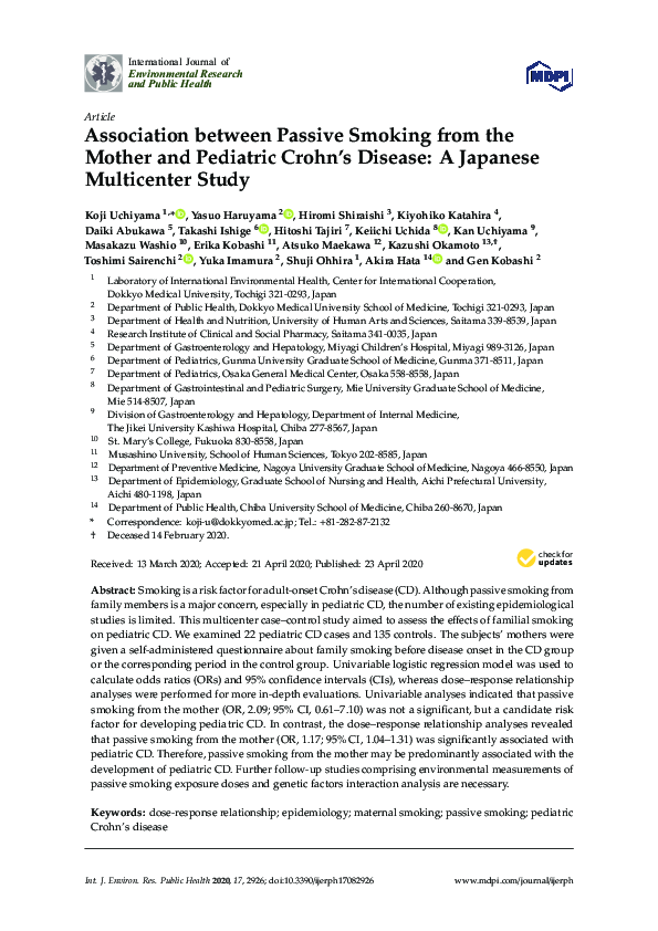 (PDF) Association between Passive Smoking from the Mother and Pediatric ...