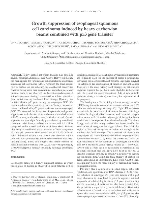 (PDF) Growth suppression of esophageal squamous cell carcinoma induced ...