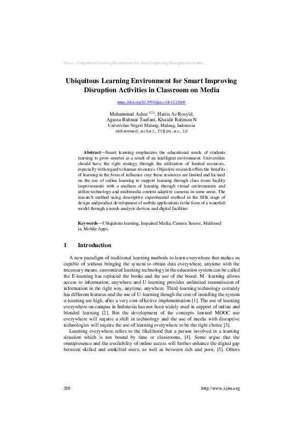 (PDF) Ubiquitous Learning Environment for Smart Improving Disruption ...