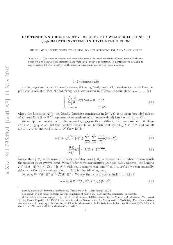 (PDF) Existence and regularity results for weak solutions to ( p , q ...
