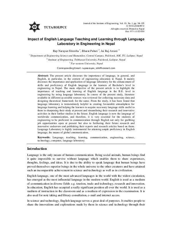 (PDF) Impact of English Language Teaching and Learning through Language ...