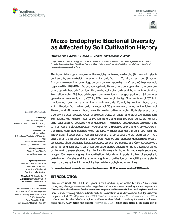 (PDF) Maize Endophytic Bacterial Diversity as Affected by Soil ...