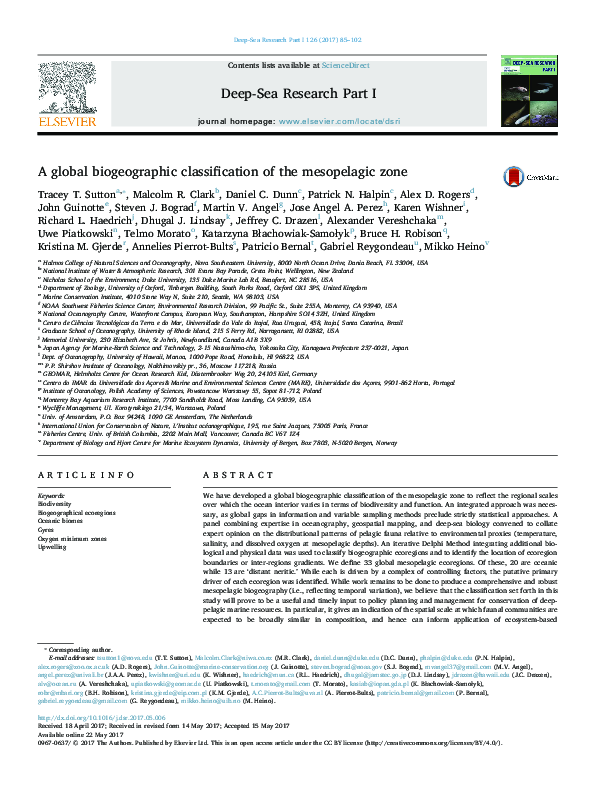 (PDF) A global biogeographic classification of the mesopelagic zone