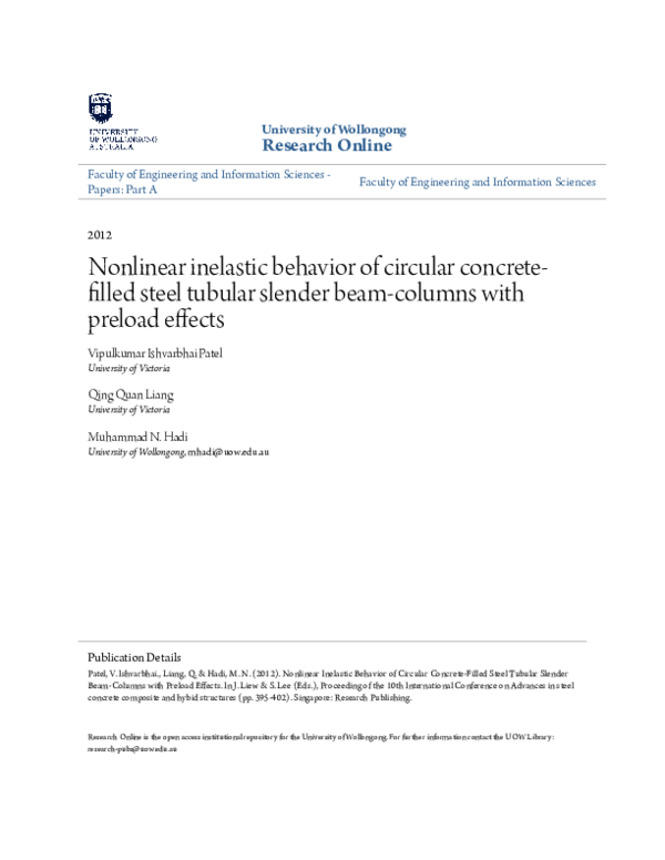 (PDF) Nonlinear Inelastic Behavior of Circular Concrete-Filled Steel ...