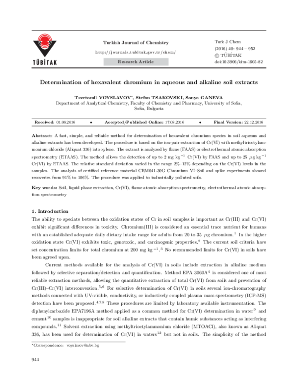 (PDF) Determination of hexavalent chromium in aqueous and alkaline soil