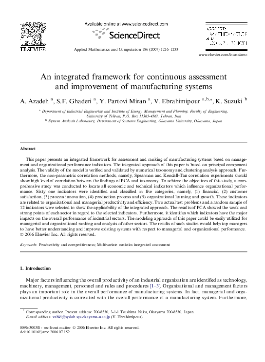 (PDF) An integrated framework for continuous assessment and improvement ...