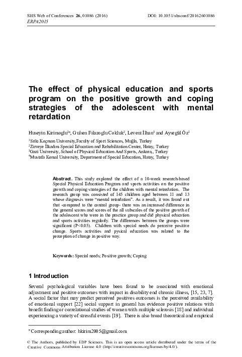 (PDF) The effect of physical education and sports program on the ...