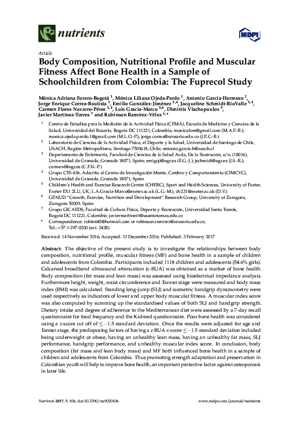 (PDF) Body Composition, Nutritional Profile and Muscular Fitness Affect ...