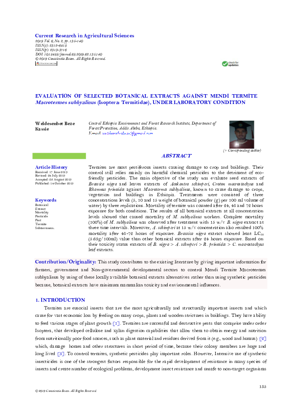 (PDF) EVALUATION OF SELECTED BOTANICAL EXTRACTS AGAINST MENDI TERMITE ...