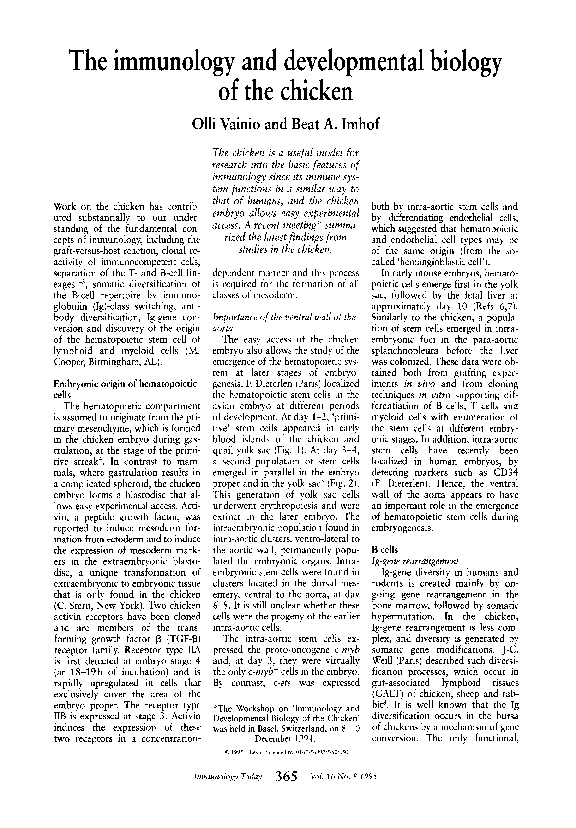 (PDF) The immunology and developmental biology of the chicken