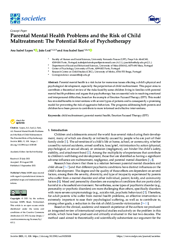 (PDF) Parental Mental Health Problems and the Risk of Child ...