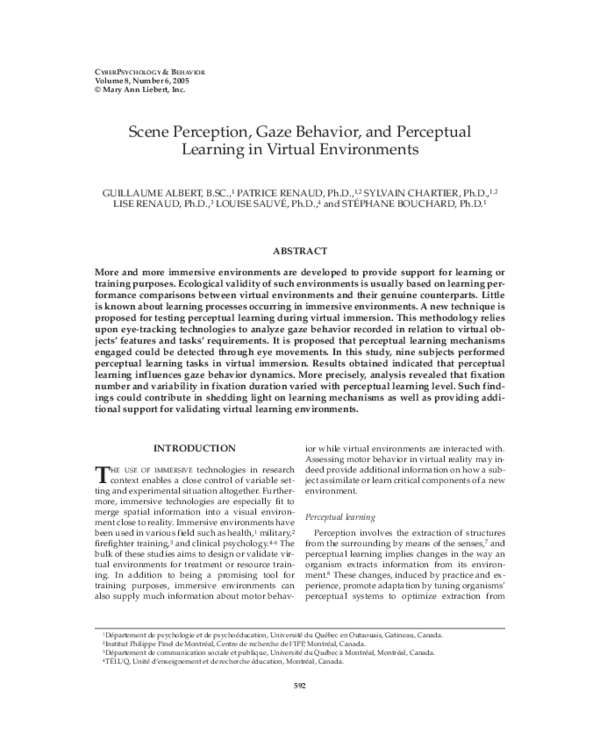 (PDF) Scene Perception, Gaze Behavior, and Perceptual Learning in ...
