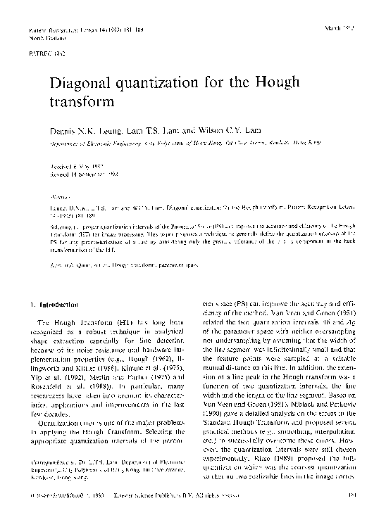 (PDF) Diagonal quantization for the Hough transform