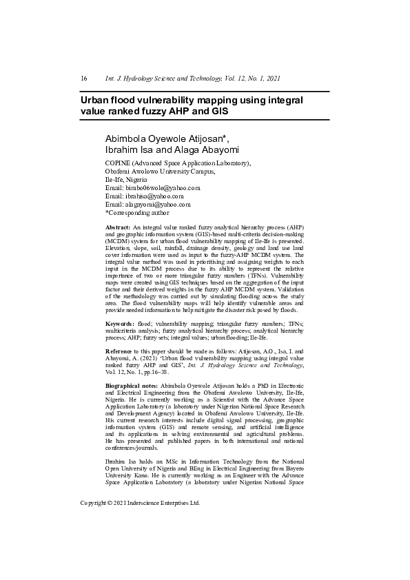 (PDF) Urban flood vulnerability mapping using integral value ranked ...