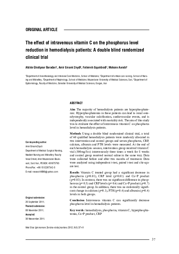 (PDF) The effect of intravenous vitamin C on the phosphorus level ...