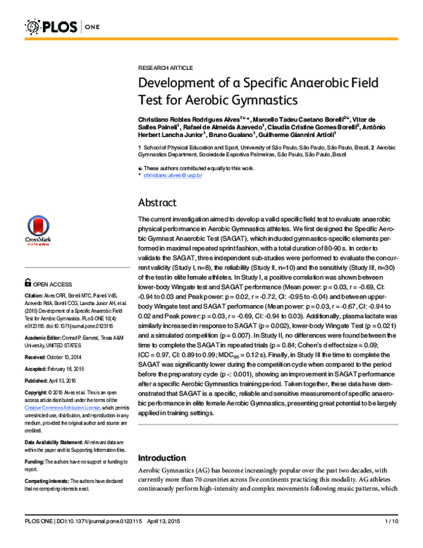 (PDF) Development of a Specific Anaerobic Field Test for Aerobic Gymnastics