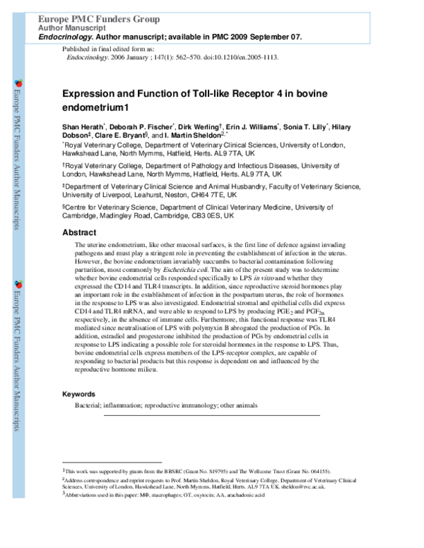 (PDF) Expression and Function of Toll-Like Receptor 4 in the ...