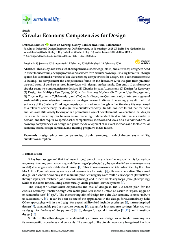 (PDF) Circular Economy Competencies for Design
