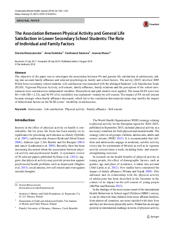 (PDF) The Association Between Physical Activity and General Life ...