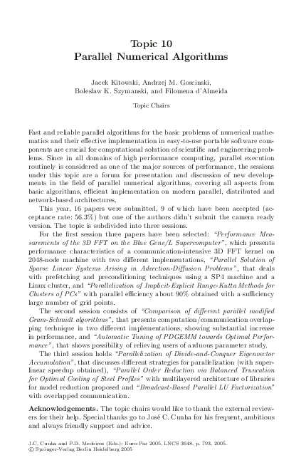 (PDF) Topic 10 parallel numerical algorithms