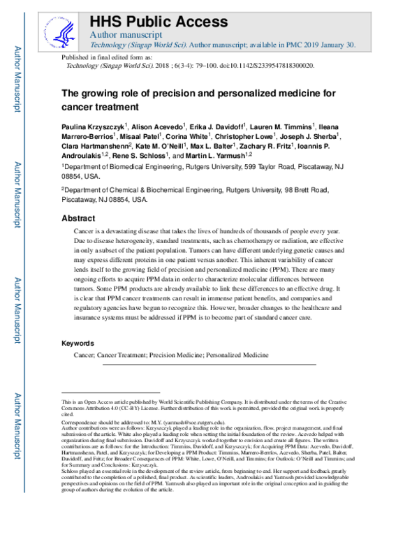 (PDF) The growing role of precision and personalized medicine for ...