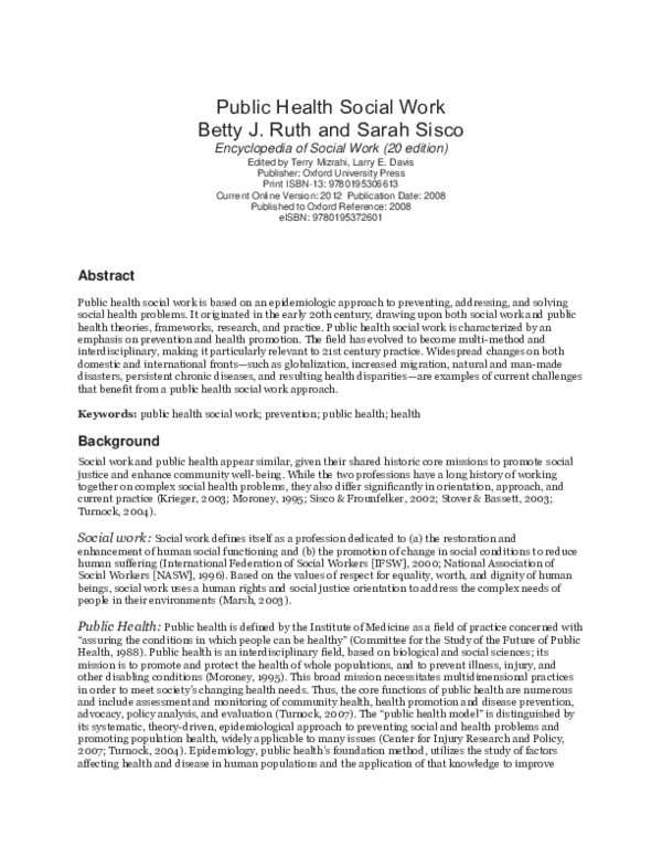 (PDF) Public Health Social Work Sarah Sisco Academia.edu