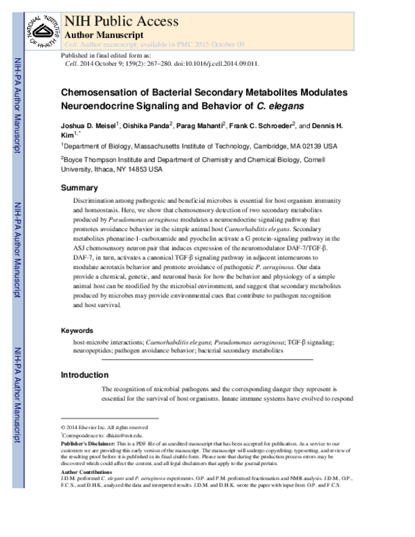 (PDF) Faculty of 1000 evaluation for Chemosensation of bacterial ...