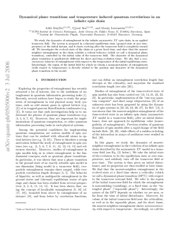 (PDF) Dynamical phase transitions and temperature-induced quantum ...
