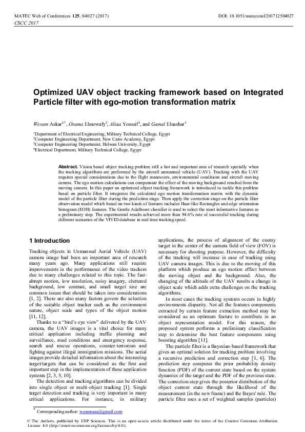 (PDF) Optimized UAV object tracking framework based on Integrated ...