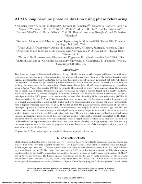 (PDF) ALMA long baseline phase calibration using phase referencing