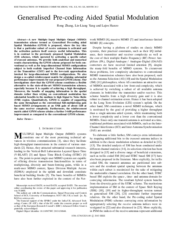 (PDF) Generalised Pre-Coding Aided Spatial Modulation