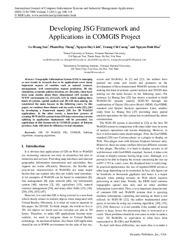 (PDF) Developing JSG Framework and Applications in COMGIS Project