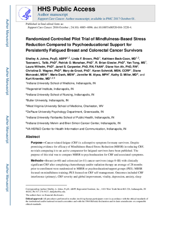 (PDF) Randomized controlled pilot trial of mindfulness-based stress ...