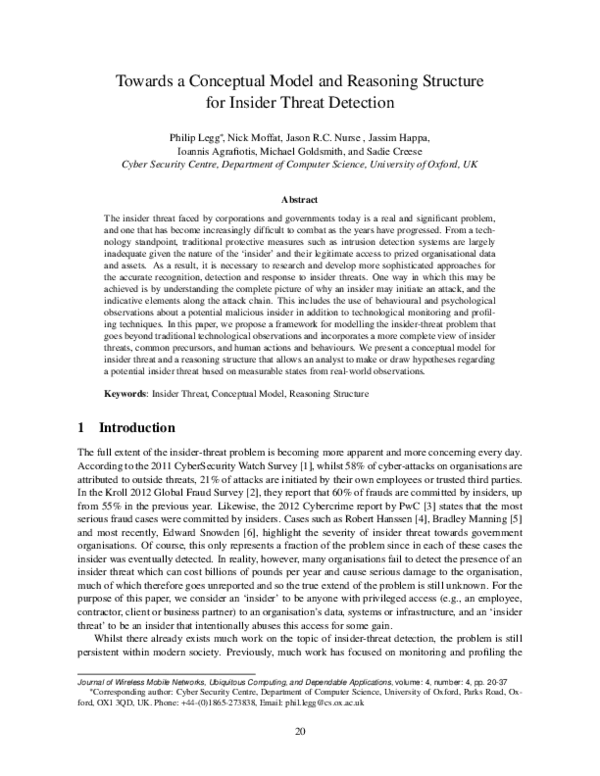 (PDF) Towards a Conceptual Model and Reasoning Structure for Insider ...