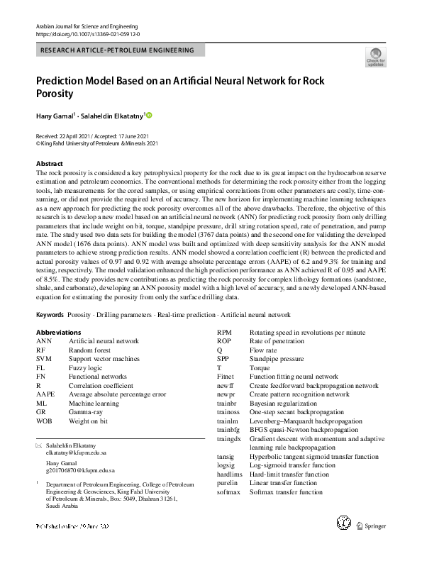 (PDF) Prediction Model Based on an Artificial Neural Network for Rock ...