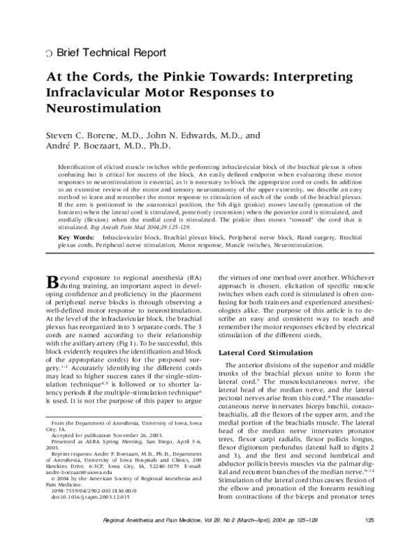 (PDF) At the cords, the pinkie towards: Interpreting infraclavicular ...