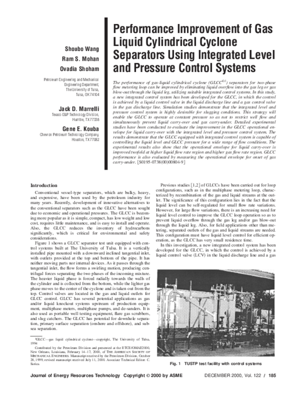 (PDF) Performance Improvement of Gas Liquid Cylindrical Cyclone ...