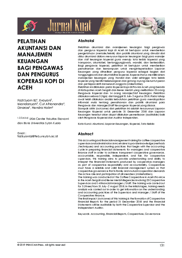 (PDF) Pelatihan Akuntansi Dan Manajemen Keuangan Bagi Pengawas Dan ...