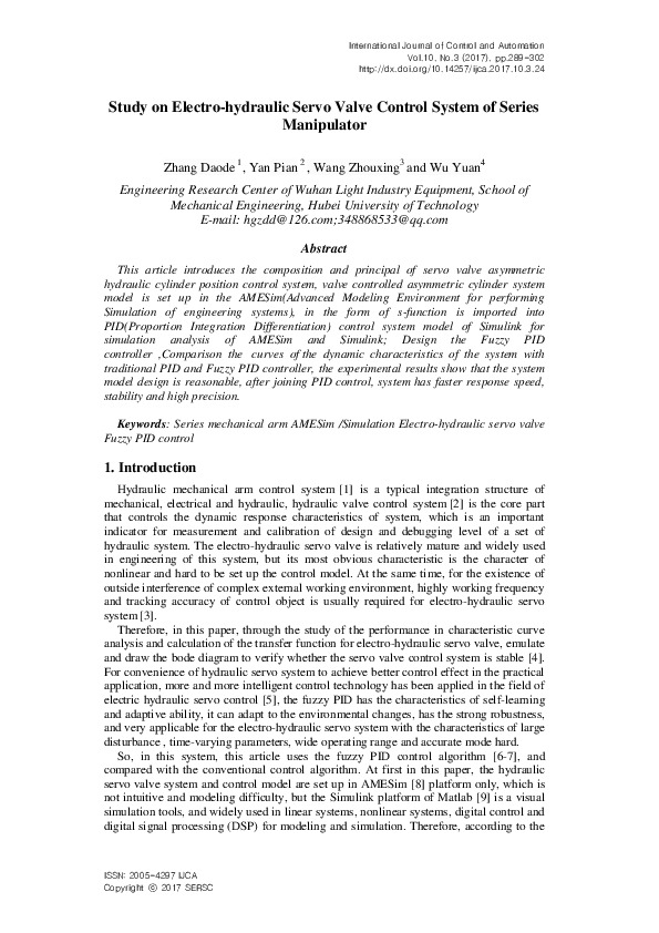 (PDF) Study on Electro-hydraulic Servo Valve Control System of Series ...