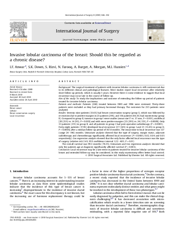 (PDF) Invasive lobular carcinoma of the breast: Should this be regarded ...
