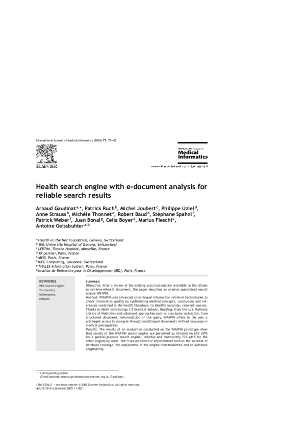 (PDF) Health Search Engine With E-Document Analysis for Reliable Search ...