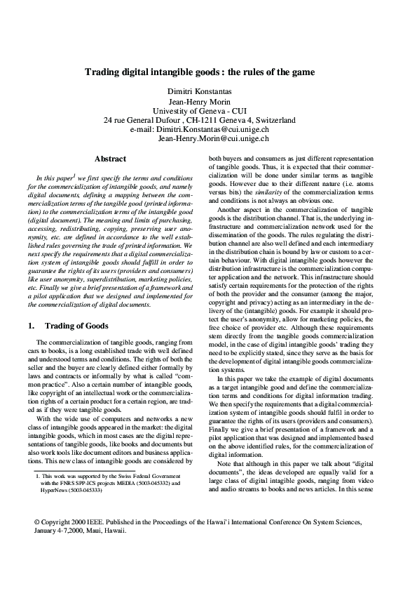 (PDF) Trading digital intangible goods: the rules of the game