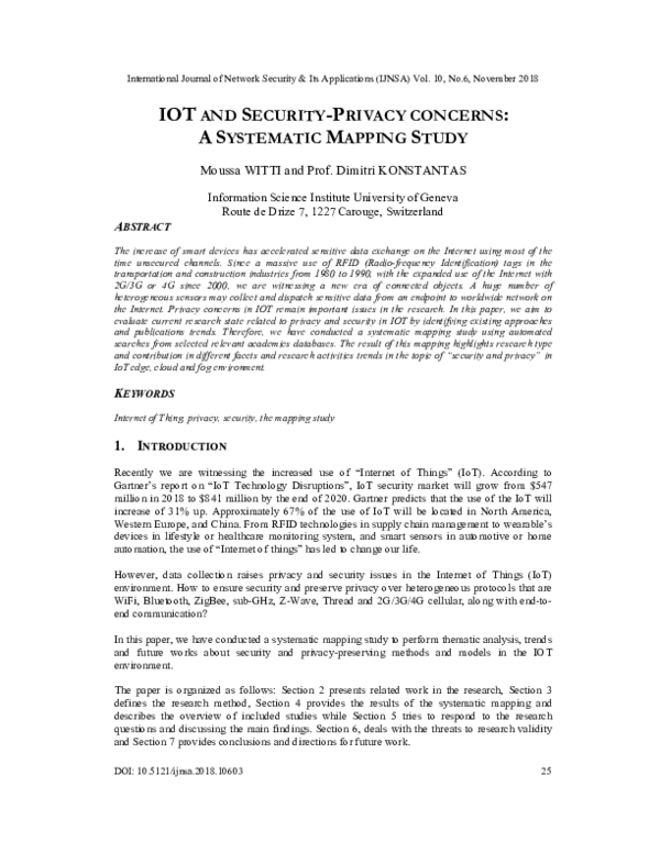 (PDF) IOT and Security-Privacy Concerns: A Systematic Mapping Study