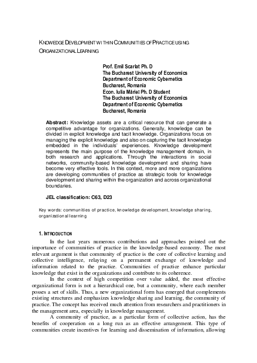(PDF) Knowedge Development Within Communities Of Practice Using ...