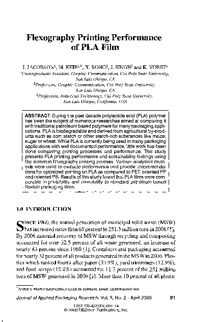 (PDF) Flexography Printing Performance of PLA Film