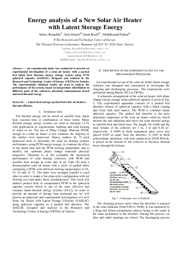(PDF) Energy analysis of a New Solar Air Heater with Latent Storage Energy