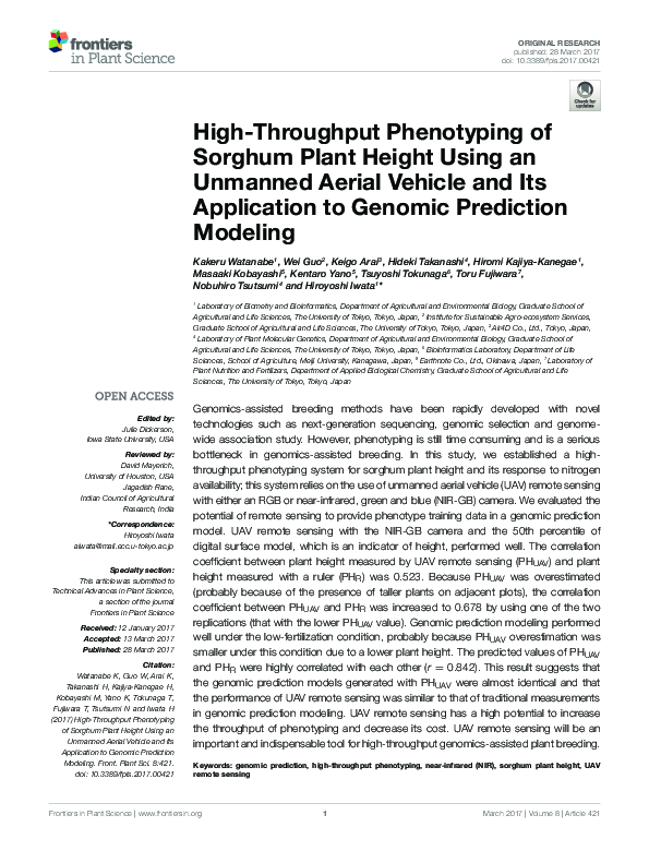 (PDF) High-Throughput Phenotyping of Sorghum Plant Height Using an ...