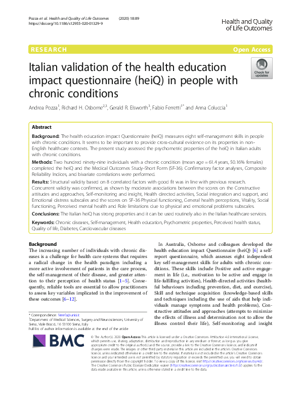 (PDF) Italian validation of the health education impact questionnaire ...